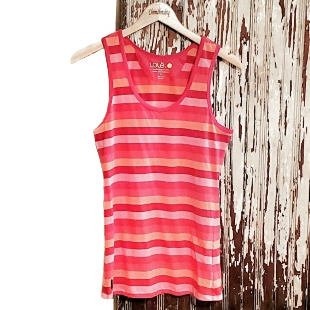LOLE Certified Organic Cotton Striped Tank Top Pink Size M